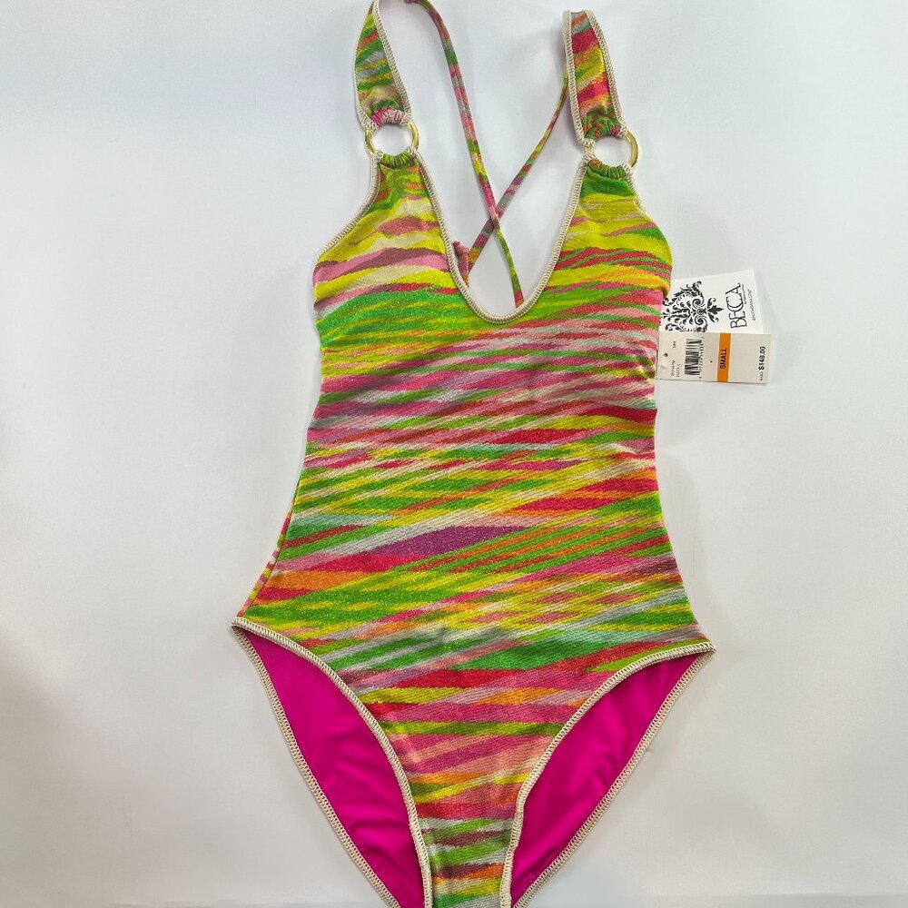 NWT Becca By Rebecca Virtue Multicolor One-Piece Swimsuit